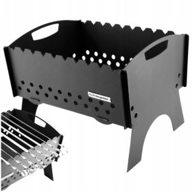    Mangal žar za 10 nabodal na oglje, kovinski 3 mm, zložljiv, večnamenski