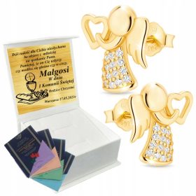 Zlata angelska uhanja s cirkoni iz srebra 925 + GRATIS DAR