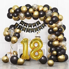   HiHK Dekoracija za 18. rojstni dan Balon Girlanda Zlata Črna