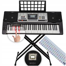   Tipkovnica za učenje s stabilnim stojalom za orgle, osvetljene tipke in nalepke
