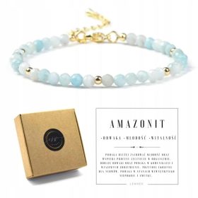 Zapestnica z zaponko iz naravnega kamna AMAZONIT s škatlico