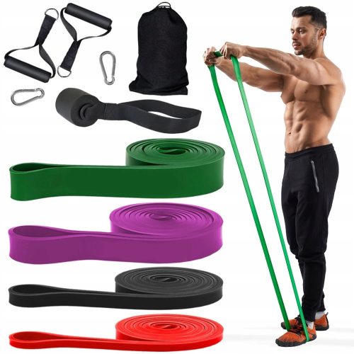 Gumijasti trakovi za fitnes z 4 ročaji in torbo