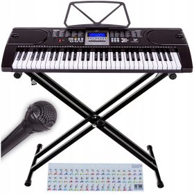   ORGLIČNO STABILNO STOJALO ZA KLAVIATURE Z MIKROFONOM IN NAKLEJKAMI ZA UČENJE