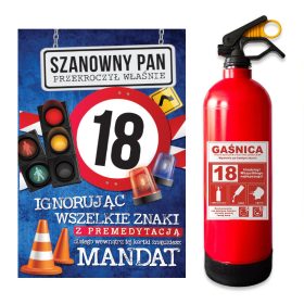   Gasilni aparat in rojstnodnevna čestitka za fantov 18. rojstni dan z vodko