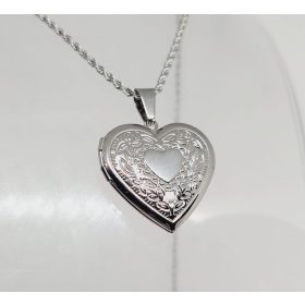  Ogrlica, obesek iz kirurškega jekla, srce, srebro