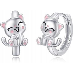 SREBRNI MAČKI UHANI ZA OTROKE, 925 SREBRO