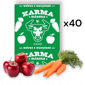   10 kg Polnovredno zamrznjeno goveje meso z zelenjavo za pse BARF kocke