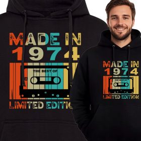   Kangaroo Hoodie for 50th 40th Birthday Gift for Father Husband Grandfather 1974 Cassette