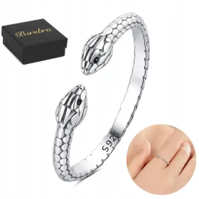   Srebrni prstan z zasukanimi kačjimi srebrnimi obroči 925, nastavljivo srebro