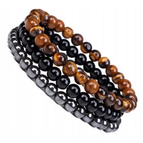   Elegantni set zapestnic s kamni tiger eye, oniksom in hematitom