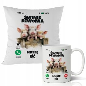   Darilni set za kmeta s skodelico in blazino - Prašiči kličejo - I Gotta Go