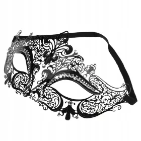    Kostum za zabavo za noč čarovnic Diamante s kovinsko masko, črn
