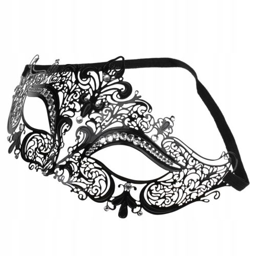  Kostum za zabavo za noč čarovnic Diamante s kovinsko masko, črn