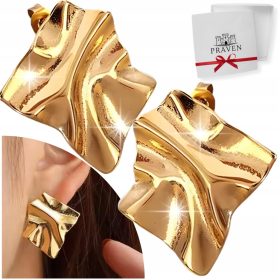    Zlati uhani iz kirurškega jekla, zdrobljen žebljiček, velike geometrije