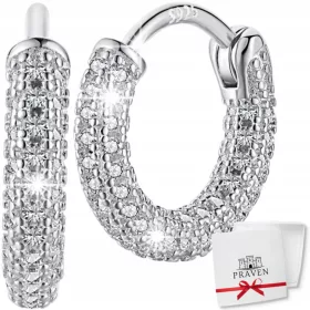    Srebrni obročasti uhani iz srebra 925 s kristali, angleška zaponka