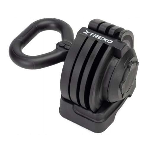 TREXO Prilagodljiv kettlebell TXO-B4W004 12 kg Črna Gumarizirano jeklo 4 plošče