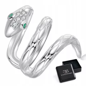    K786 Srebrn kačji uhan z zelenimi očmi, uhan iz srebra 925