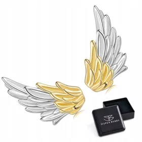    K800 Dvobarvni pozlačeni uhani z angelskimi krili iz srebra 925