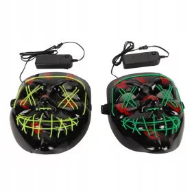    Halloween LED ščitnik za obraz, prilagodljiv, baterijsko napajanje, 2 kosa.