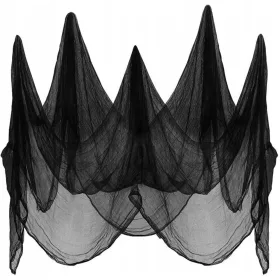  TABLECLOT ZAVESA ČRNA MREŽASTA ZAVESA HALLOWEEN 2x2,5