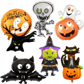    HALLOWEEN BALON SET 6x PARTY BALONOV MAČKA OKOSTJNJAK BUČA NETOPIRJEV