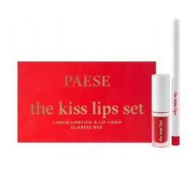    PAESE The Kiss Lips Set Set črtal za ustnice in tekoče šminke 06 Classic Red