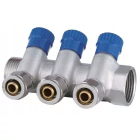    PEX razdelilnik 16×2 mm 3 tokokrogi | 1" | Medenina | X-HOME