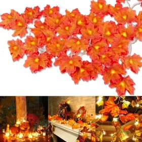    SVETLOBNA GIRLANDA 80LED SVETILKE JAVORJEVO LISTJE JESENSKI OKRASKI HALLOWEEN XL