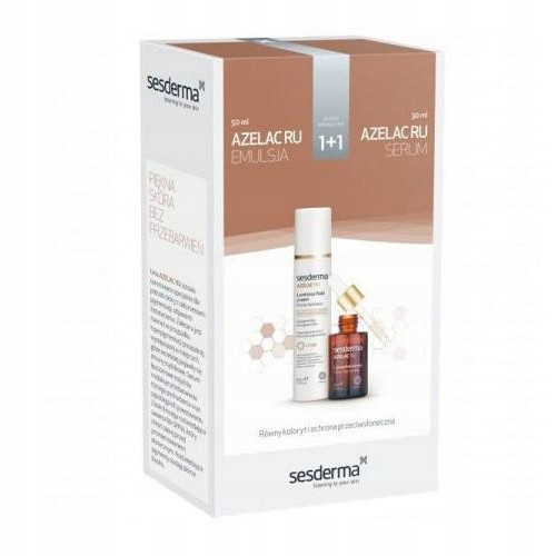 SESDERMA Azelac RU Komplet za Sijočo Kožo: Emulzija SPF50 in Liposomski Serum