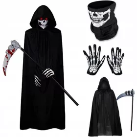    5 kosov/komplet ogrinjala Grim Reaper za noč čarovnic, kostum s črnim ogrinjalom