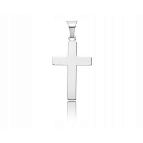  Srebrn moški križ, gladek, velik križ + gravura pr. 925