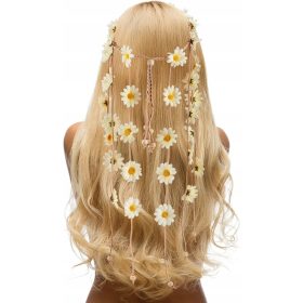   Sončnična cvetlična krona za lase s frčadami in lesnimi koraliki