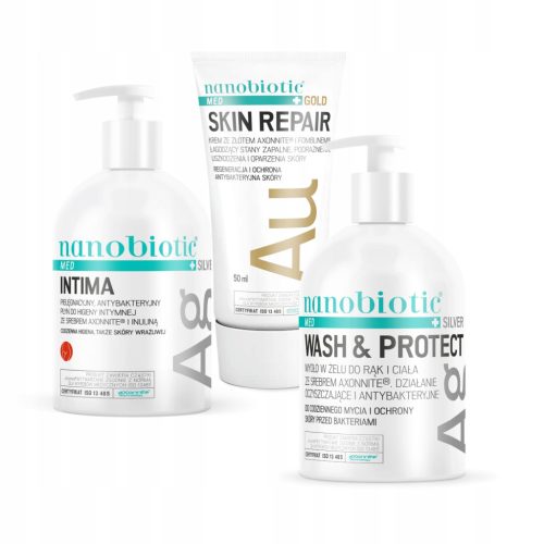 Negovalni set za ženske z Nanobiotic Med Gold Skin in Silver Intima