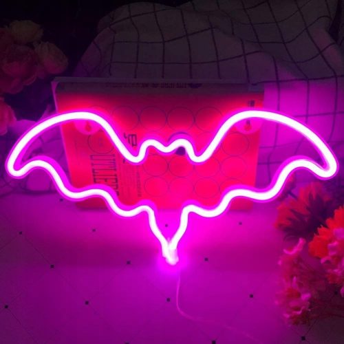  Neonski napisi za noč čarovnic Bat LED neonske luči Darilo za otroke
