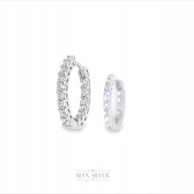  2 cm obročasti uhani s cirkoni, srebro pr 925, ŠKAT