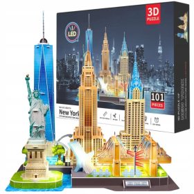    3D PUZZLE CITY OF YORK PANORAMA NEW YORK LED LUČ 101 ELEMENT