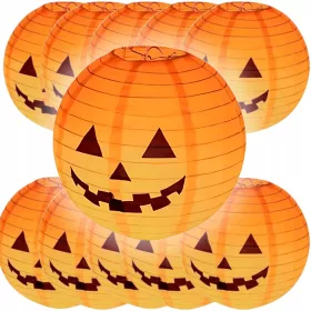   LED DYNIA HALLOWEEN LAMPIONI 10x SVETEČA DEKORACIJA 25 CM KOMPLET