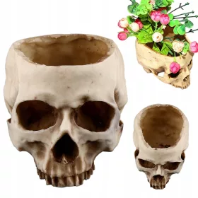   VEČFUNKCIONALNI CVETLIČNI LONČEK IZ SMOLE SKULL HEAD ZA NOČ ČAROVNIC