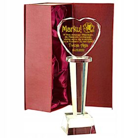   KRISTALNO VELIKO SRCE 26 cm | Darilo za fantovski dan za moža s GRAVIRANJEM