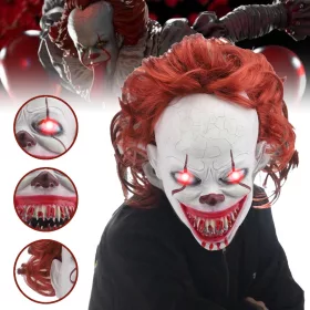    KLOVN MASKA Z LED, REKVIZITI COSPLAY JOKER KOSTUM ZA NOČ ČAROVNIC