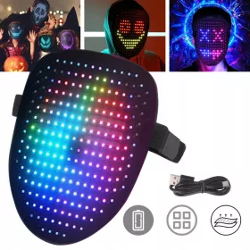    LED HALLOWEEN MASKA, SVETEČA SE MASKA S 50 PREDNASTAVLJENIMI VZORCI