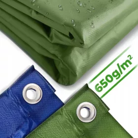   Večnamenska zaščitna ponjava JAGO 650 g/m², zelena, 5 x 6 m, z aluminijastimi očki