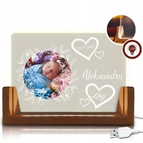   Personalizirana lesena svetilka z odtisom fotografije na steklu
