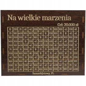   Wenge Skarbonka z Grawerem "Velike Sanje" 20.000 PLN Darilo