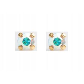   ZLATI KAMENČKI STUDEX SYSTEM 75 Uhani s Kamnom Tęčka v Barvah Mavrice, Zlati