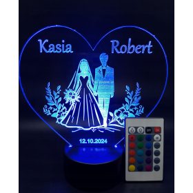   LED svetilka za poročno darilo - personalizirana RGB 3D svetilka