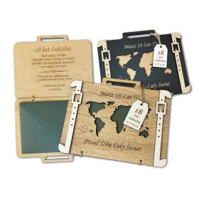   DARILO ZA ROJSTNI DAN - Lesena kovček za denar 18-50 let - Personalizirano darilo za posebne priložnosti. Ta edinstvena lesena walizka je popolno darilo za rojstni dan, obletnico ali druge posebne pri