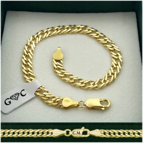    MOŠKA ZLATA ZAPESTNICA 925/585 SREBRO ROMBO 21cm/5,5mm DEBELINE + GRAVIRANJE