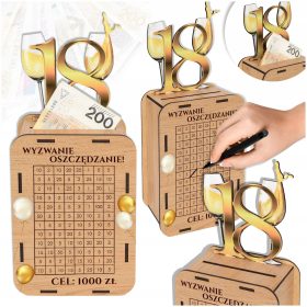   ELEGANTNA SKARBONKA ZA 18. ROJSTNI DAN ZA VPISANO HČERKO ALI SINA OD STARŠEV