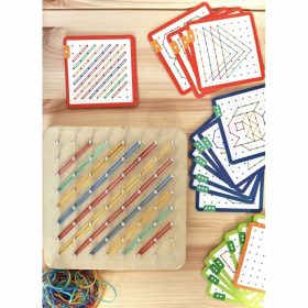 Lesena sestavljanka Geoplan z gumijastimi trakovi, 69 kosov